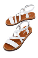 Woman White Ankle-Strap Buckled Leather Bodrum Sandal | Derimod