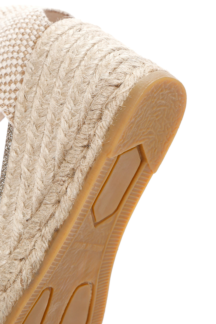Women's Beige Ankle Strap Wedge Heels Leather Espadrille