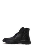 Male Black Zip Closure Leather Combat Boots | Derimod
