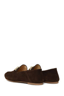 Woman Brown Buckled Suede Masculine Loafer | Derimod