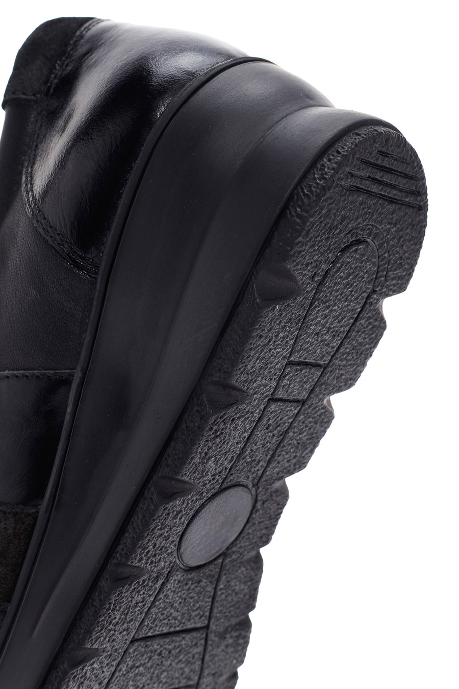 Women's Black Wedge Heeled Leather Comfort Shoes