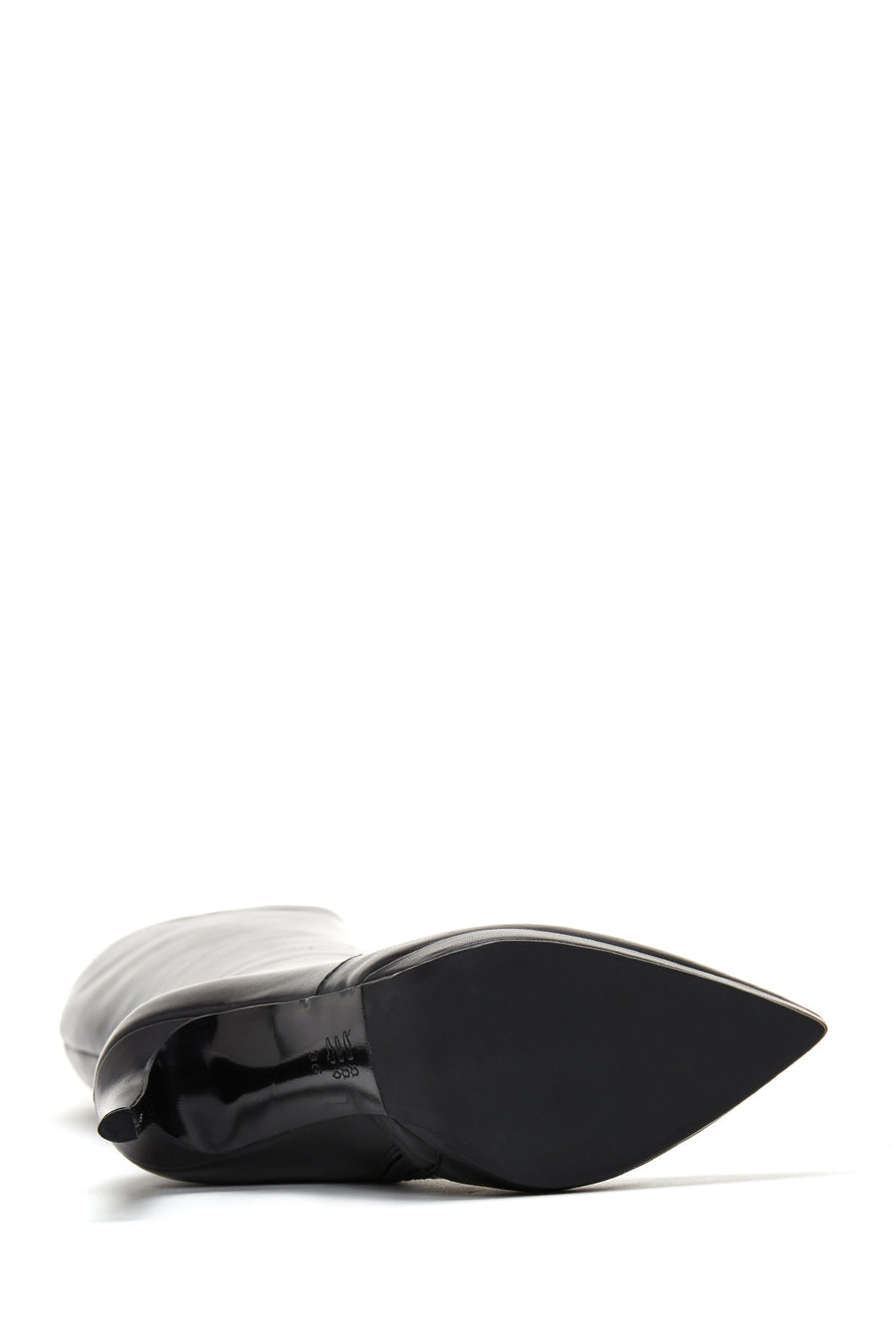 Women's Black Leather High Heel Boots