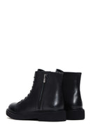 Women's Black Leather Zippered Boots | Derimod