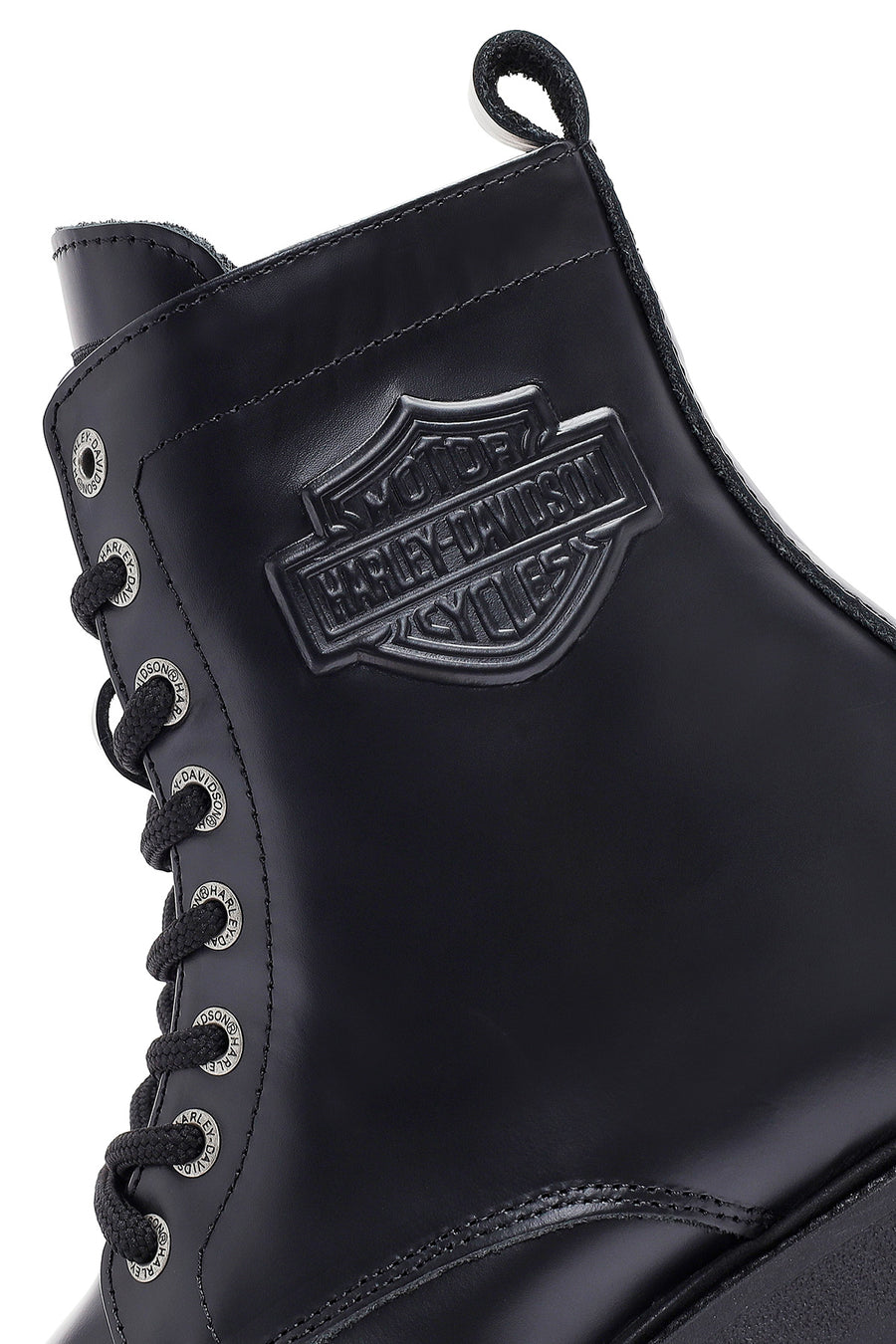 Harley Davidson Women's Black Carrie Lace-Up Zipper Detail Leather Combat Boots