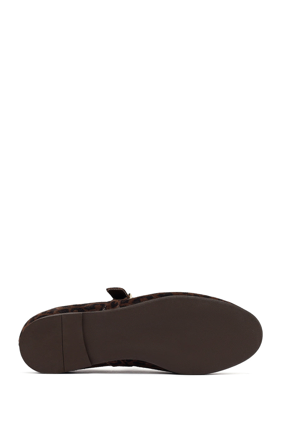 Woman Brown Leopard Patterned Buckled Suede Leather Ballet Flat
