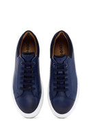 Men's Navy Blue Lace-Up Leather Sneaker | Derimod