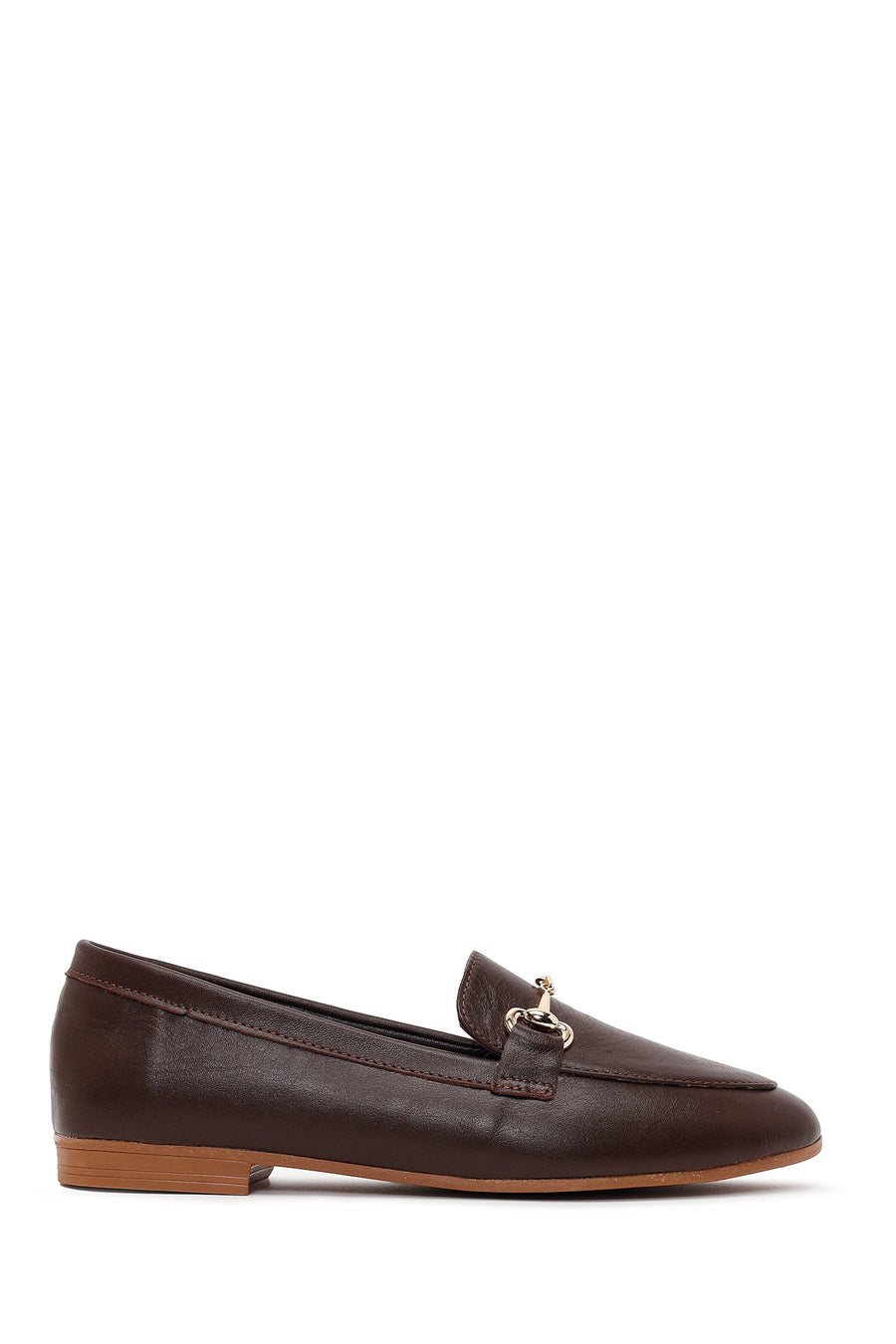 Woman Brown Buckled Leather Classic Loafer 26AFD334118 | Derimod
