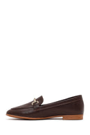Woman Brown Buckled Leather Classic Loafer | Derimod