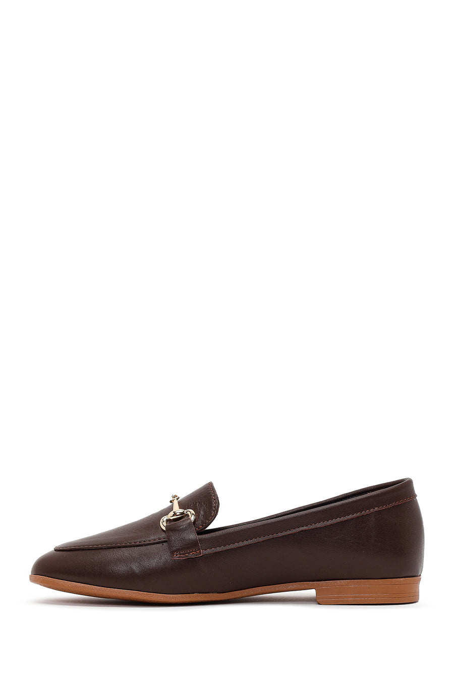 Woman Brown Buckled Leather Classic Loafer