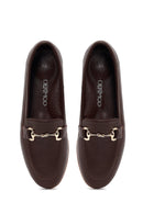 Woman Brown Buckled Leather Classic Loafer | Derimod