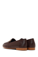 Woman Brown Buckled Leather Classic Loafer | Derimod