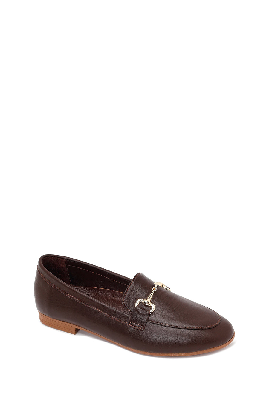 Woman Brown Buckled Leather Classic Loafer