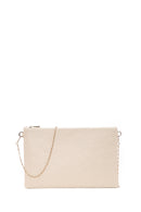 Women's Cream Long Chain Strap Woven Clutch Bag | Derimod