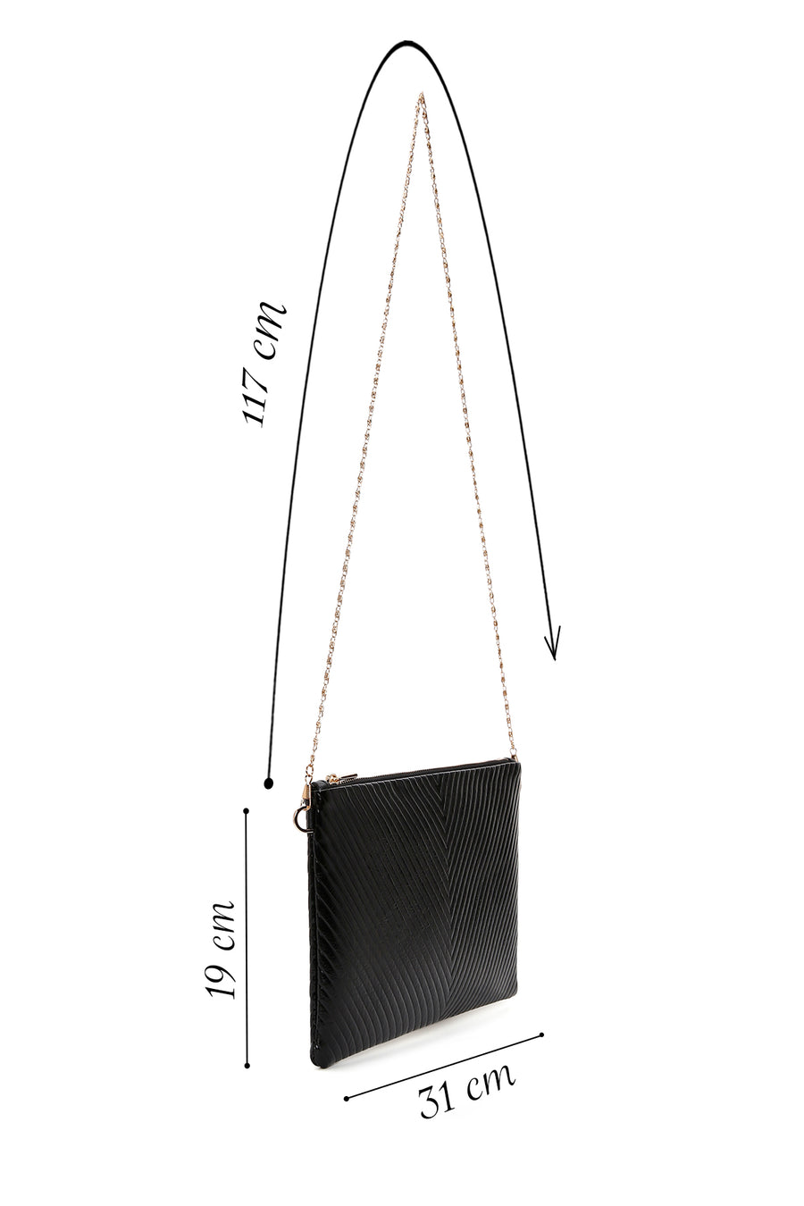Women's Black Long Chain Strap Printed Clutch Bag