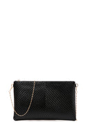Women's Black Long Chain Strap Printed Clutch Bag | Derimod