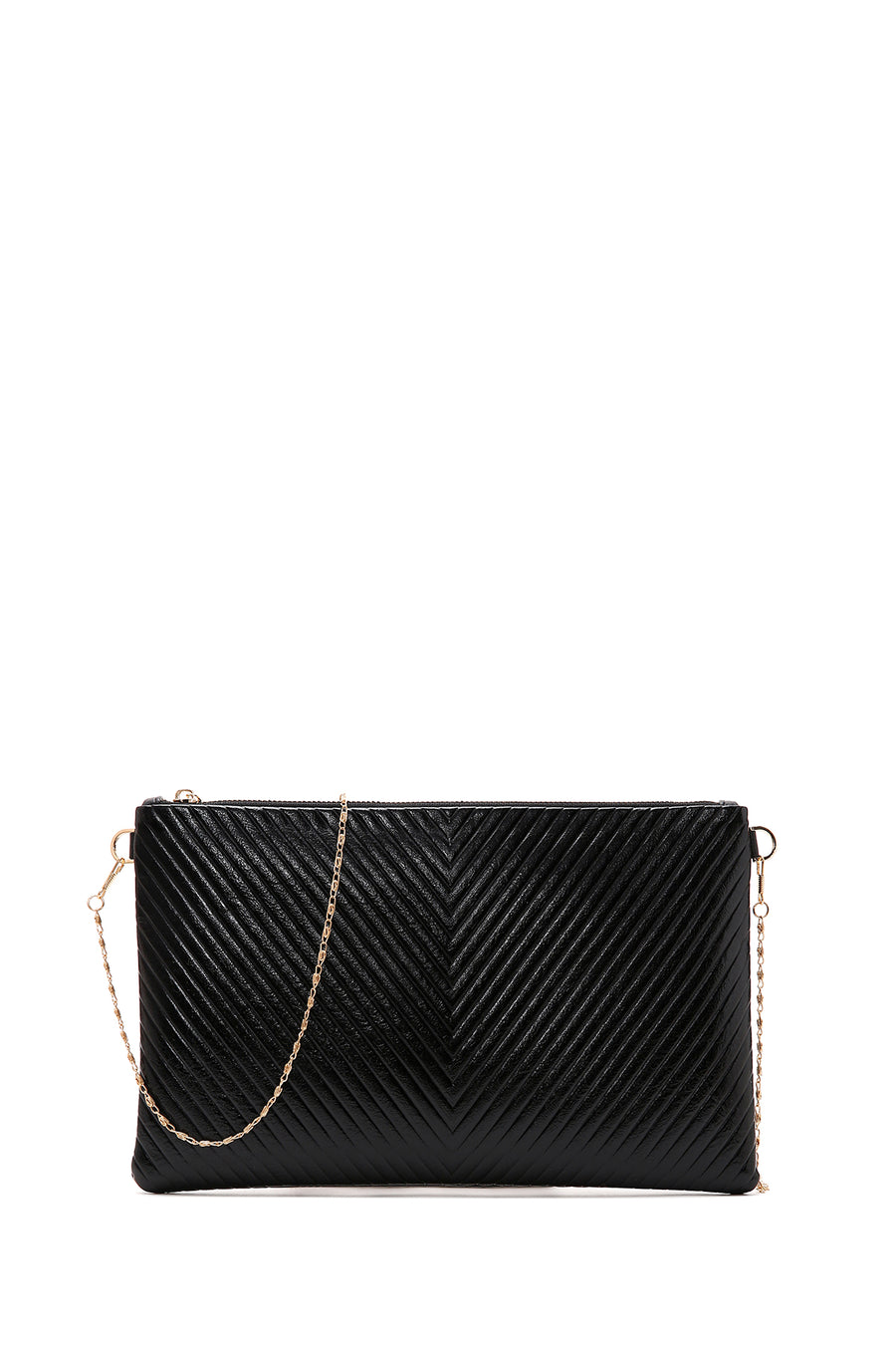 Women's Black Long Chain Strap Printed Clutch Bag