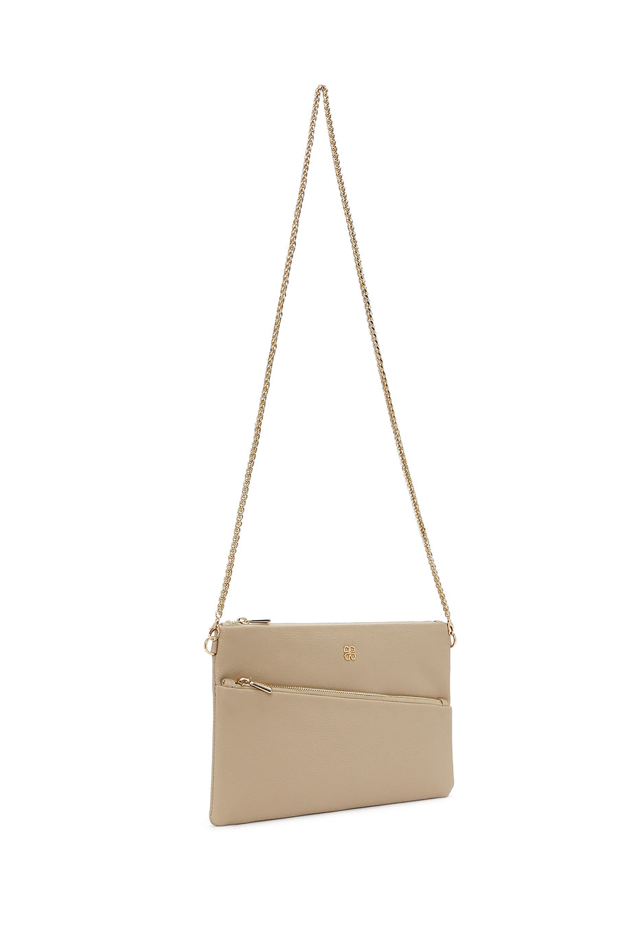 Women's Beige Chain Strap Clutch Bag