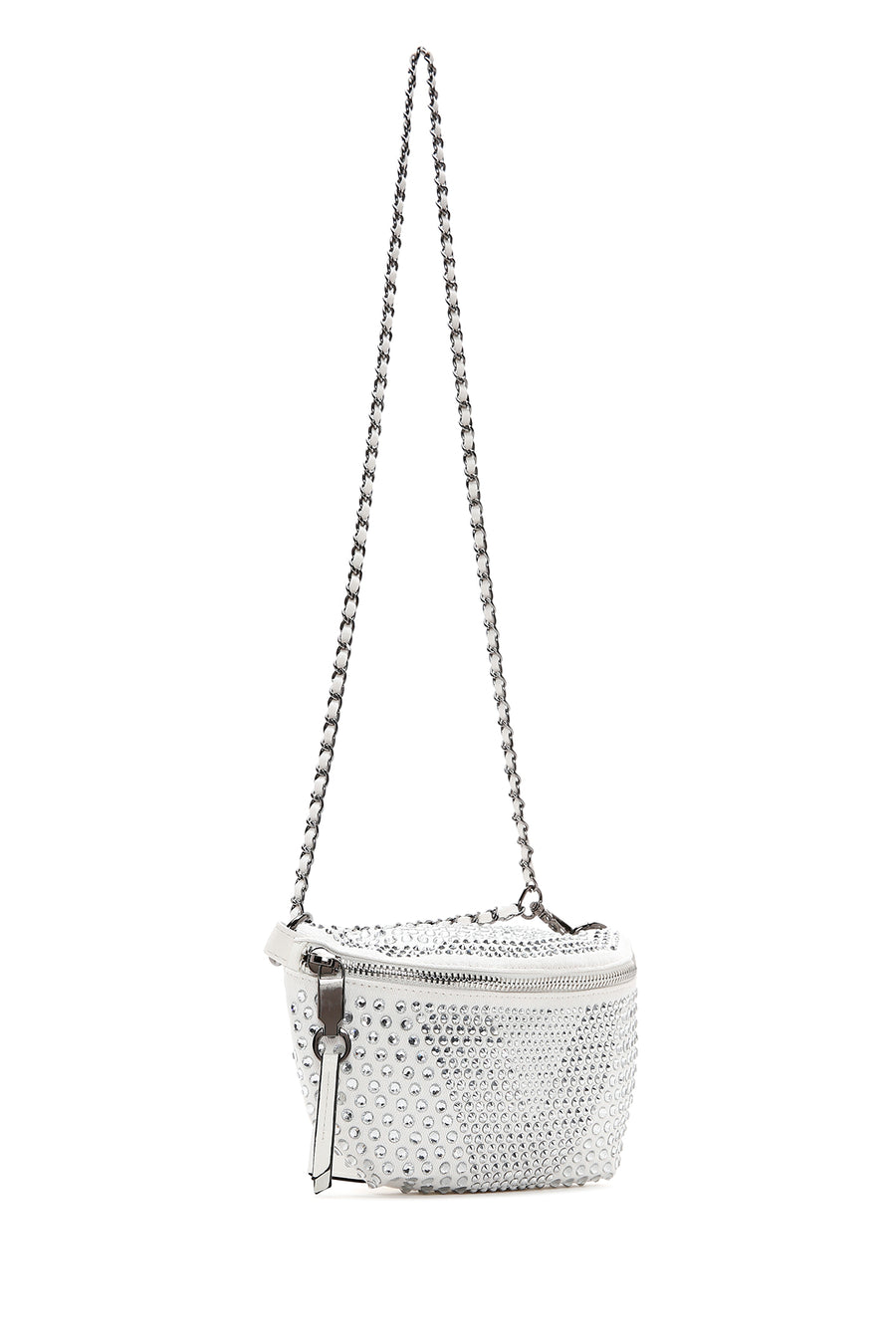 Woman White Chain Strap Crossbody Bag