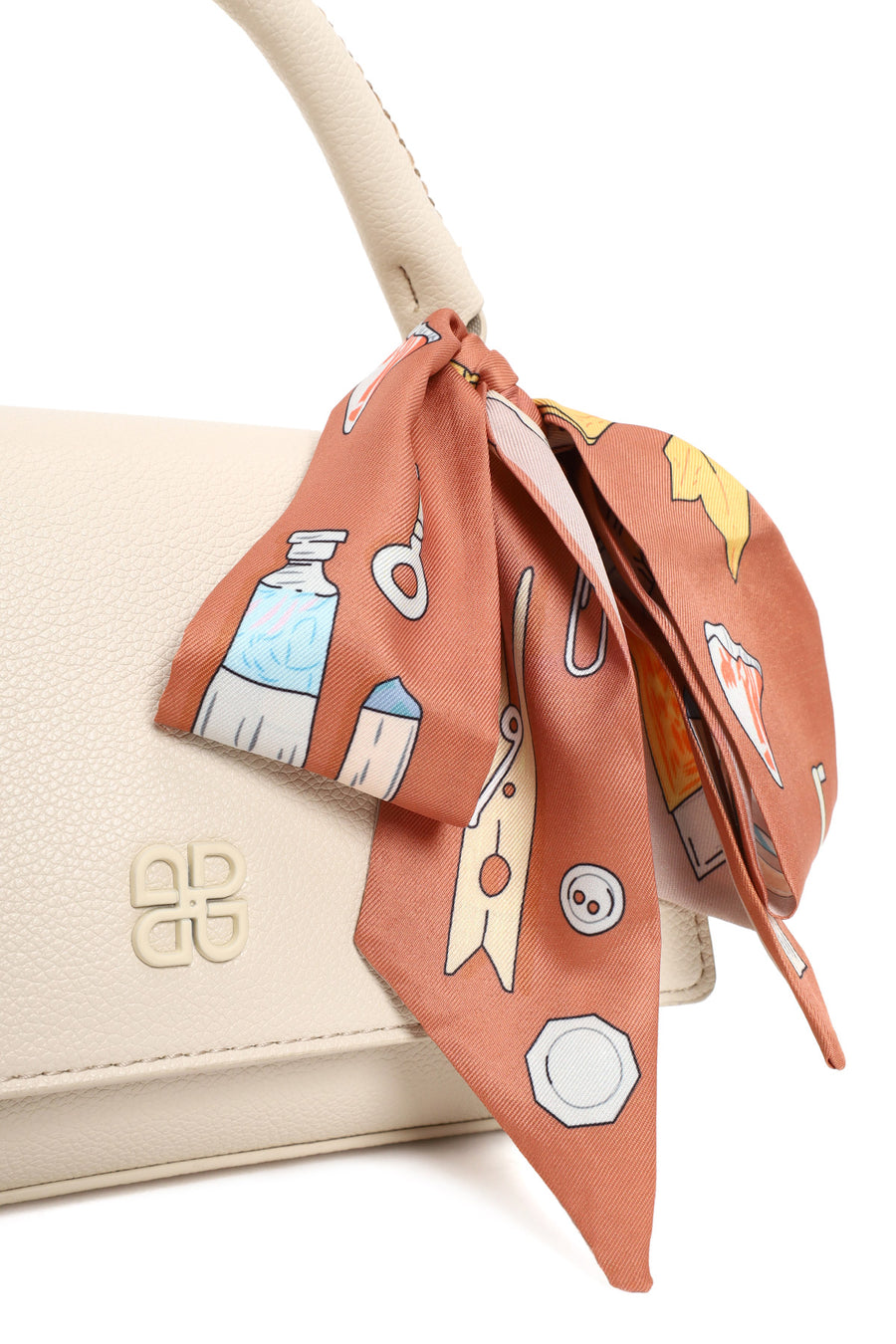 Woman Beige Classic Long-Strap Shoulder Bag
