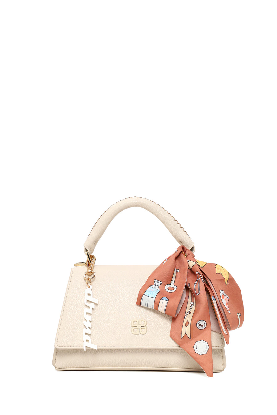 Woman Beige Classic Long-Strap Shoulder Bag