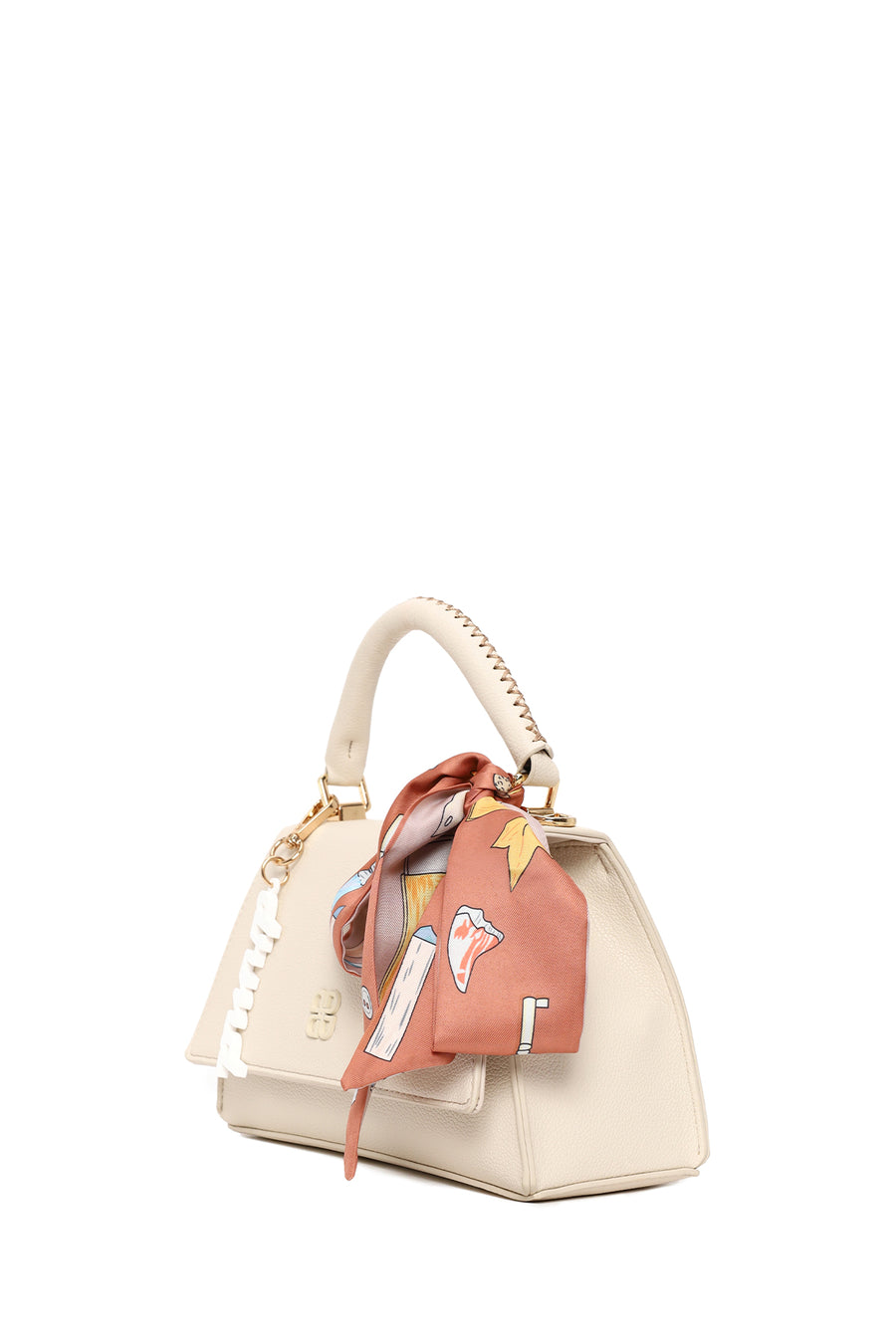 Woman Beige Classic Long-Strap Shoulder Bag