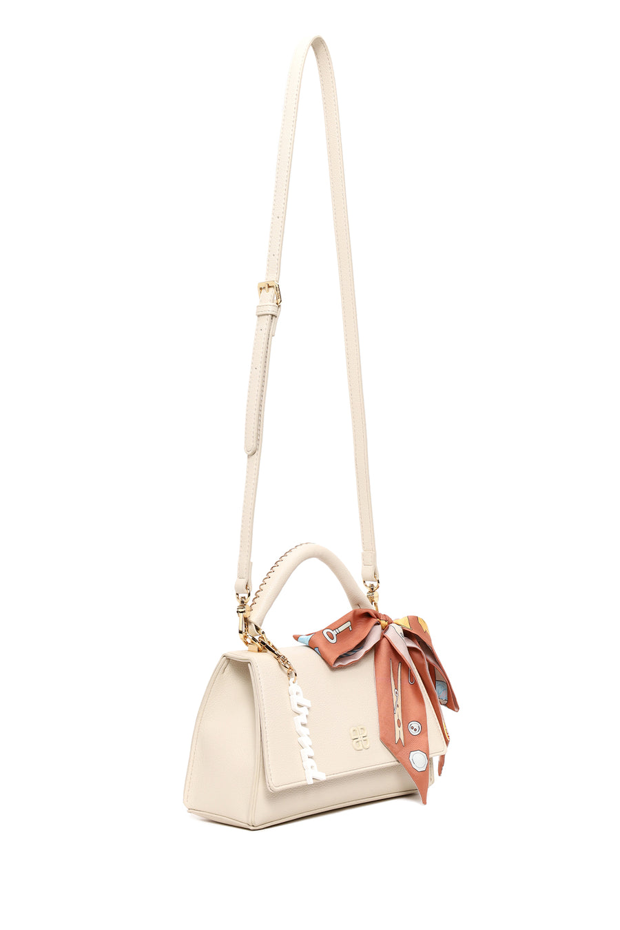 Woman Beige Classic Long-Strap Shoulder Bag