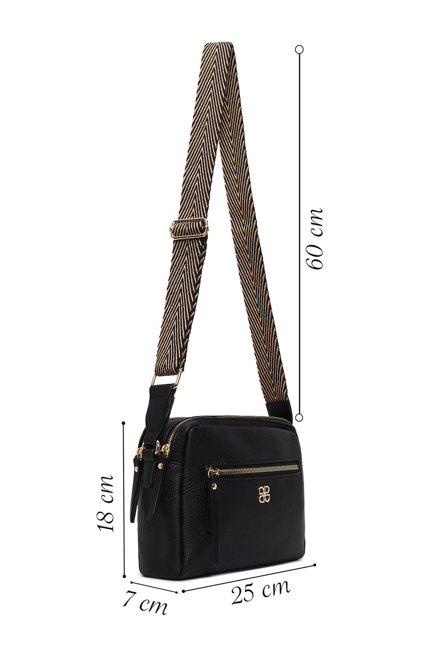 Woman Black Long-Strap Crossbody Bag