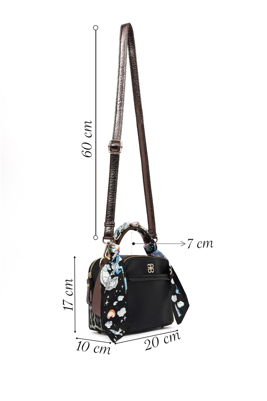 Women's Black Crossbody Bag with Accessories