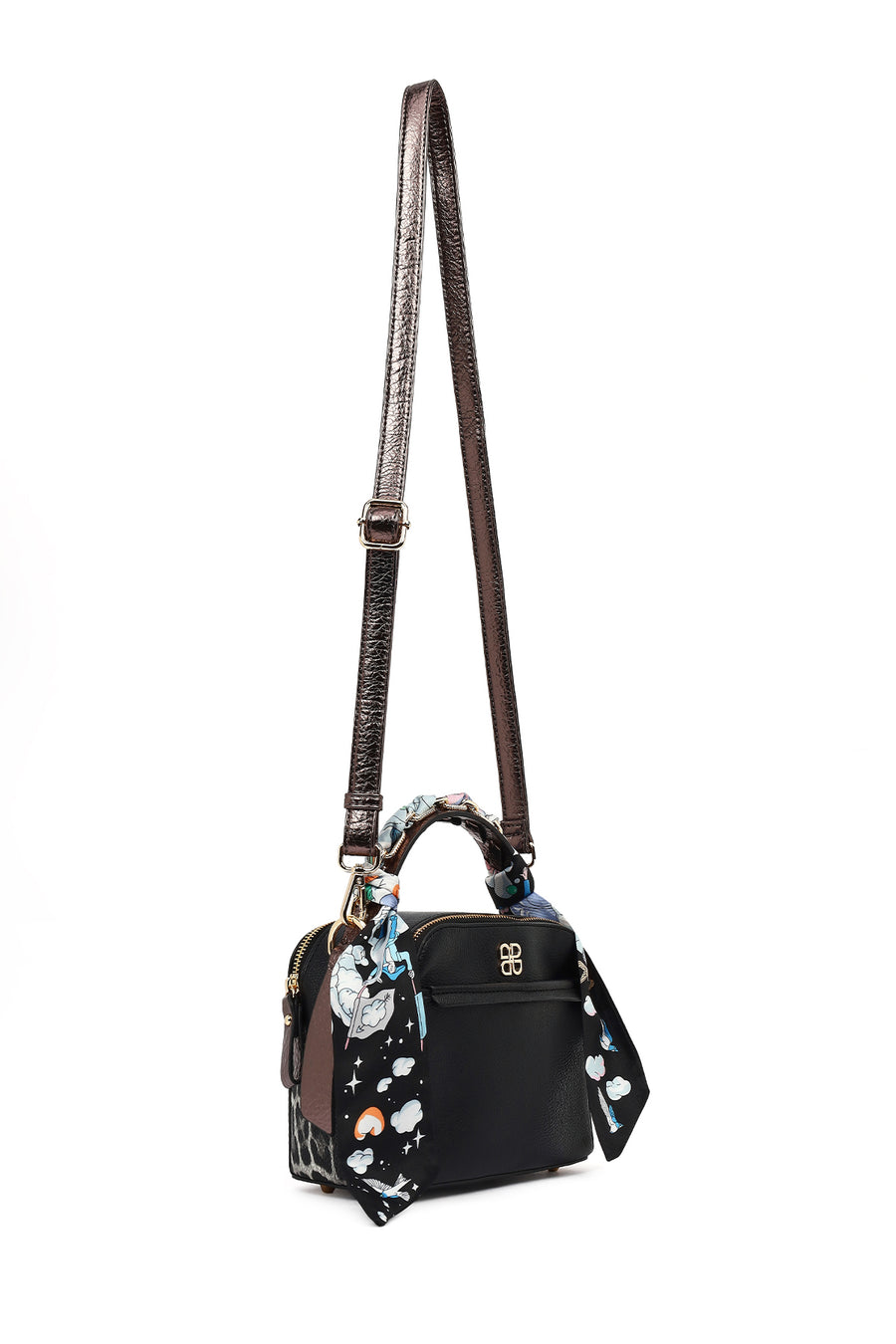 Women's Black Crossbody Bag with Accessories