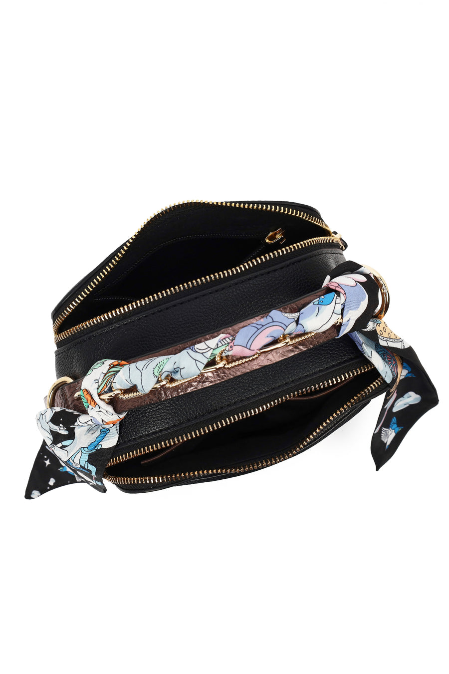 Women's Black Crossbody Bag with Accessories