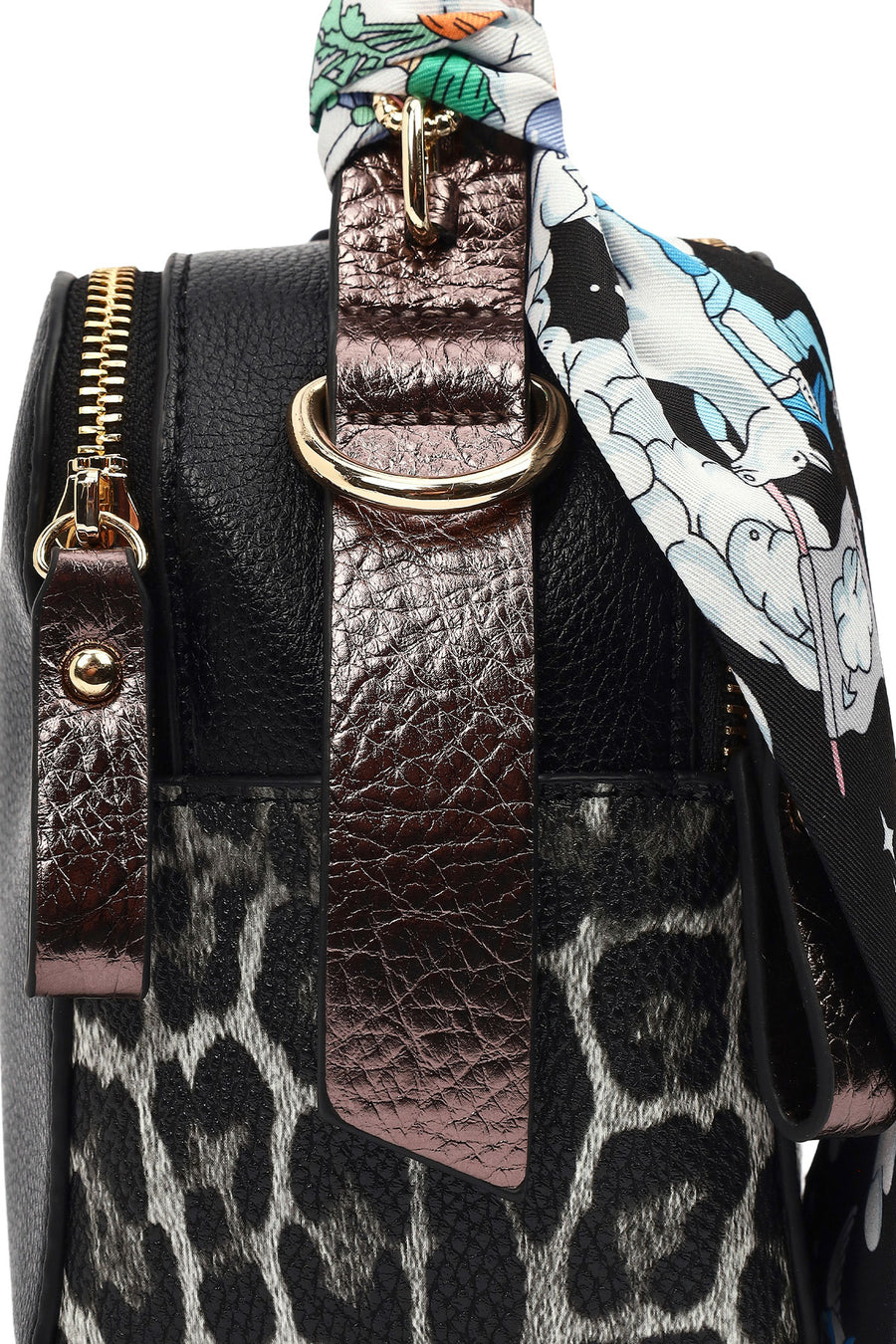 Women's Black Crossbody Bag with Accessories