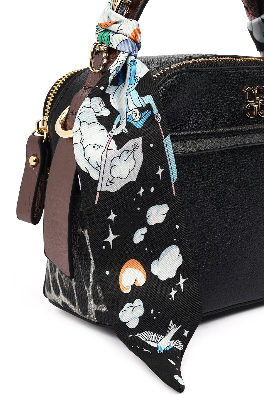 Women's Black Crossbody Bag with Accessories