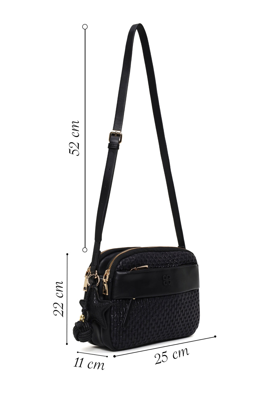 Woman Black Long Strap Crossbody Bag