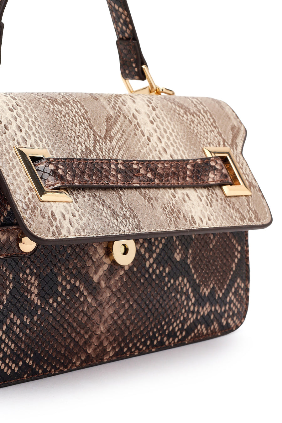 Woman Beige Patterned Long-Strap Mini Shoulder Bag