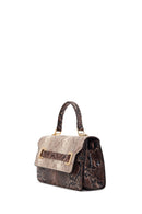 Woman Beige Patterned Long-Strap Mini Shoulder Bag | Derimod
