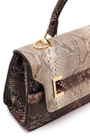 Woman Beige Patterned Long-Strap Mini Shoulder Bag | Derimod