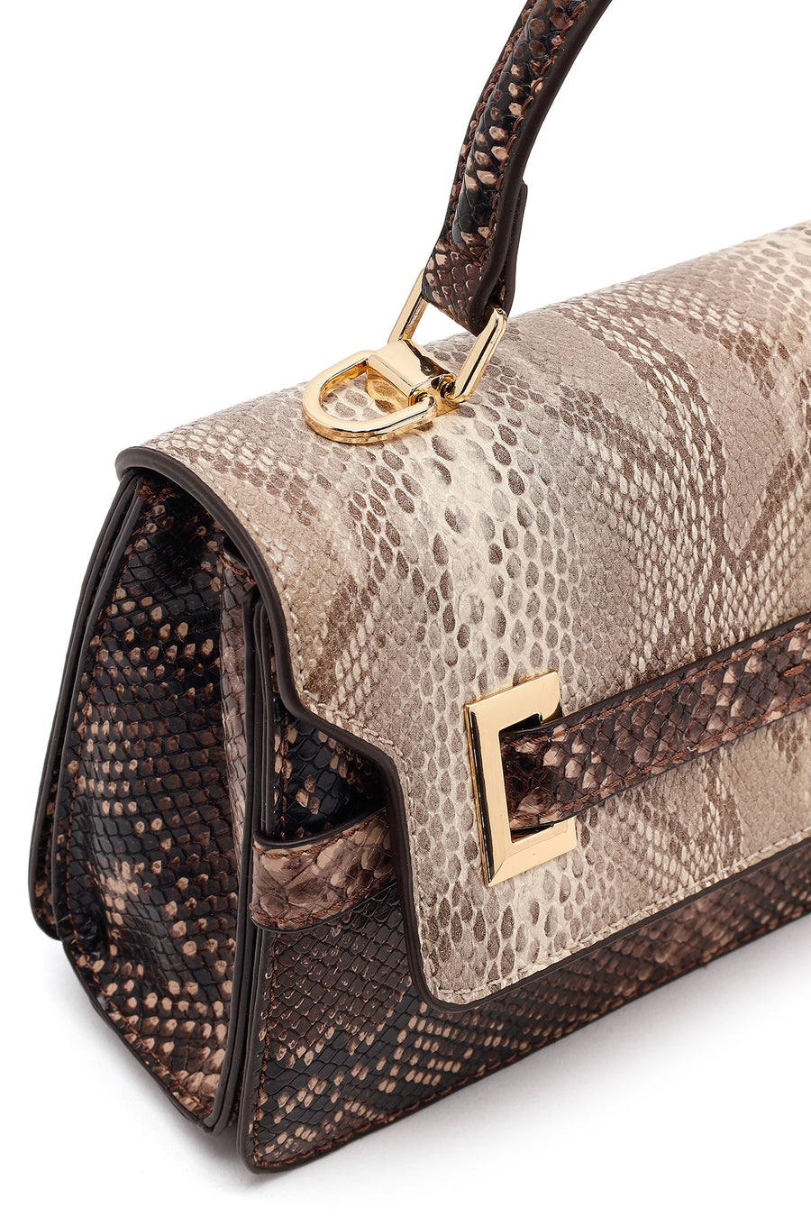 Woman Beige Patterned Long-Strap Mini Shoulder Bag