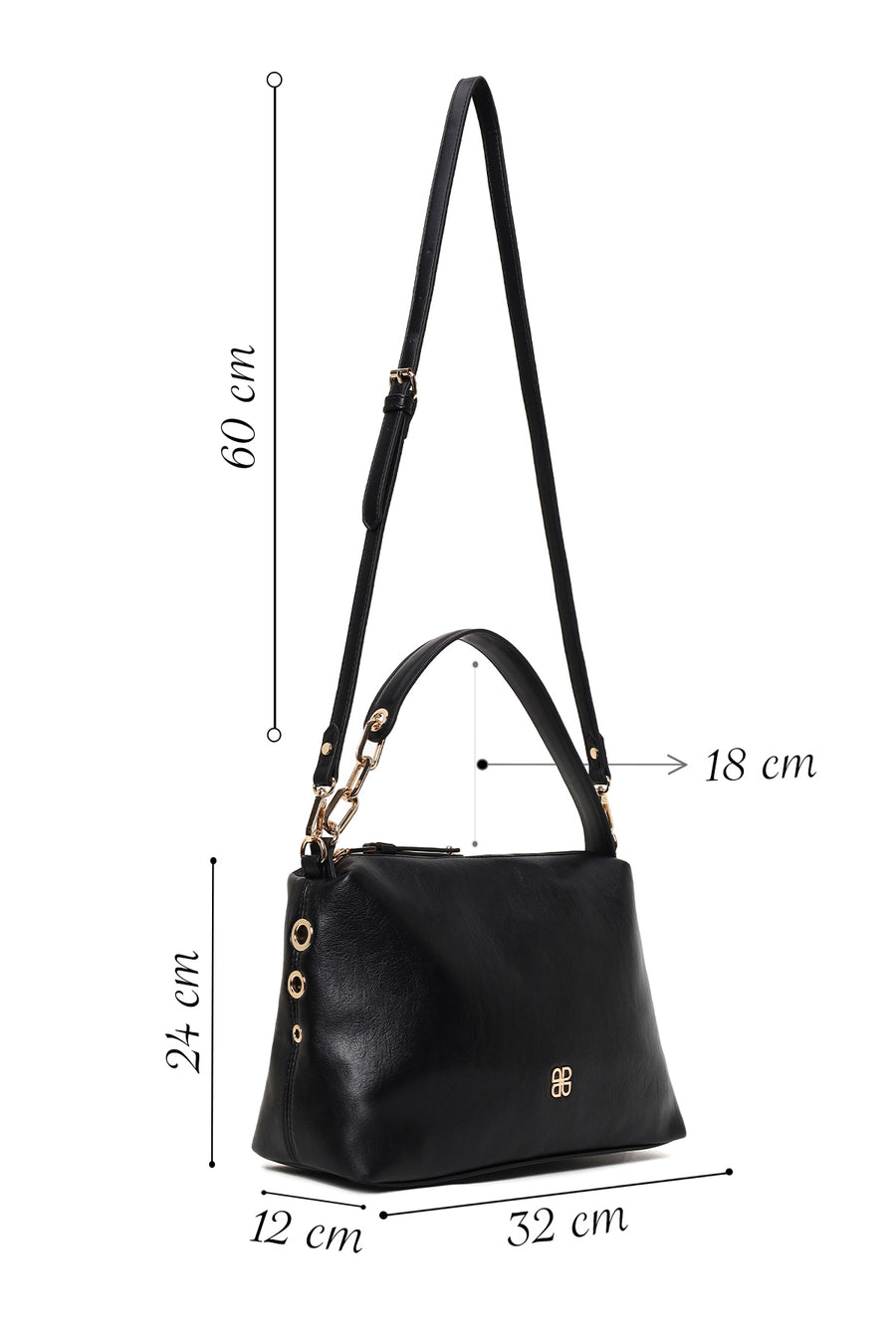 Woman Black Long-Strap Shoulder Bag