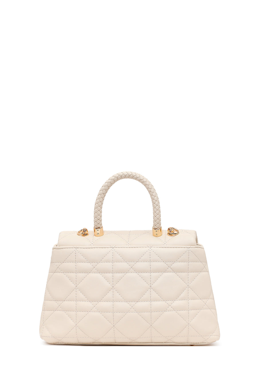 Woman Cream Long-Strap Quilted Shoulder Bag