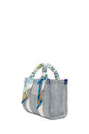 Woman Blue Long-Strap Wicker Shoulder Bag | Derimod