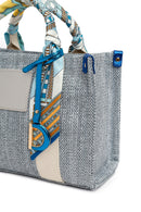 Woman Blue Long-Strap Wicker Shoulder Bag | Derimod