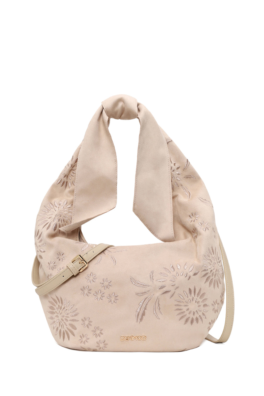 Woman Light Beige Long-Strap Suede Shoulder Bag 26PBD250410 | Derimod