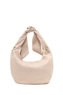 Woman Light Beige Long-Strap Suede Shoulder Bag | Derimod