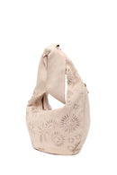 Woman Light Beige Long-Strap Suede Shoulder Bag | Derimod