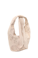 Woman Light Beige Long-Strap Suede Shoulder Bag | Derimod