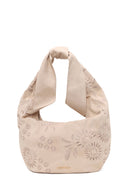Woman Light Beige Long-Strap Suede Shoulder Bag | Derimod