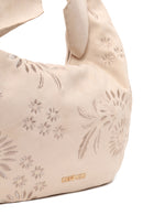 Woman Light Beige Long-Strap Suede Shoulder Bag | Derimod