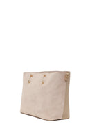 Woman Light Beige Long Strap Suede Shoulder Bag | Derimod