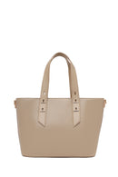 Woman Light Beige Long Strap Suede Shoulder Bag | Derimod