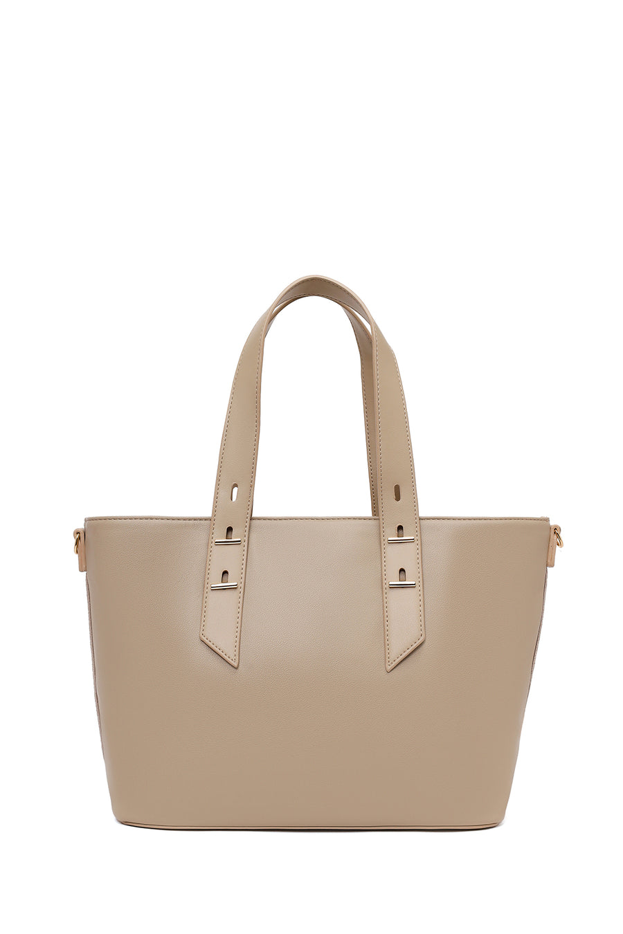Woman Light Beige Long Strap Suede Shoulder Bag